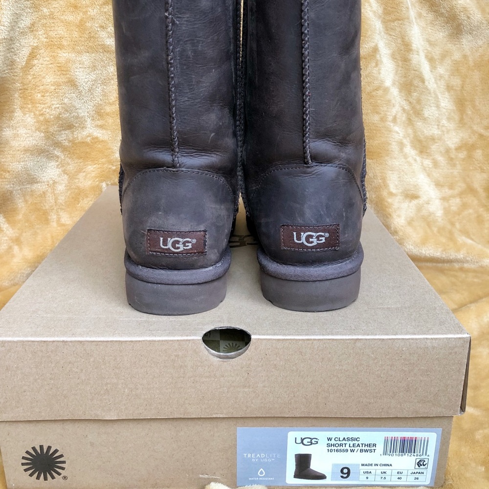 UGG W Classic Short Leather Brown Sz9